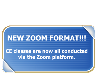 NEW ZOOM FORMAT!!!  CE classes are now all conducted via the Zoom platform.